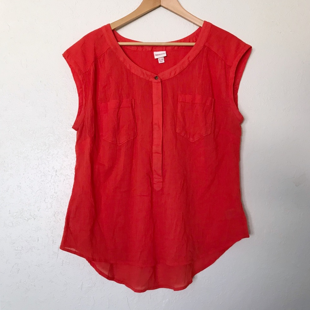 Sleeveless Red Blouse